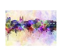 Wee Blue Coo Painting Cityscape Paint Splash Skyline Prague Wall Art Print