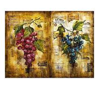Wee Blue Coo Painting Collage Wine Grapes Label Vino Vine French France Art Print Poster Wall Decor 12X16 Inch