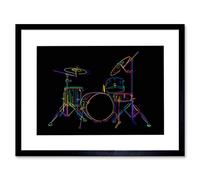 Wee Blue Coo Painting Colourful Drum Kit Music Instrument Picture Framed Wall Art Print