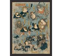 Wee Blue Coo Painting Cultural Japan Utagawa Kabuki Theatre Frogs Art Print Poster Wall Decor 12X16 Inch