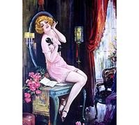 Wee Blue Coo Painting Deco Flapper Woman Candlestick Telephone Art Print Poster Wall Decor 12X16 Inch