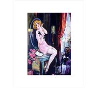 Wee Blue Coo PAINTING DECO FLAPPER WOMAN CANDLESTICK TELEPHONE FRAMED ART PRINT B12X7286