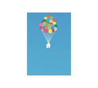 Wee Blue Coo Painting Digital House Floating Balloons 12x16 Wall Art Print
