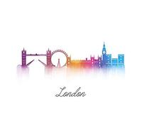 Wee Blue Coo Painting Digital London England Landmark Skyline Art Print Poster Wall Decor 12X16 Inch