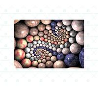 Wee Blue Coo Painting Digital Stone Orbs Marble Fractal Design Wall Art Print