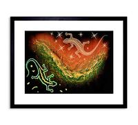 Wee Blue Coo PAINTING DRAWING ABORIGINAL AUSTRALIAN LIZARD STYLE FRAMED PRINT F97X4529