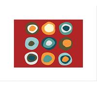 Wee Blue Coo PAINTING DRAWING ABSTRACT COLOUR BLOBS RED BACKGROUND FRAMED ART PRINT B12X13185