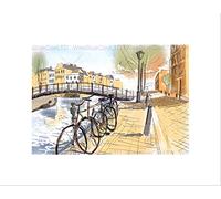 Wee Blue Coo Painting Drawing Cityscape Street Amsterdam Canal Bridge Wall Art Print