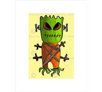 Wee Blue Coo Painting Drawing Cool Weird Cartoon Monster Wall Art Print