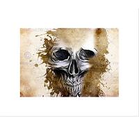 Wee Blue Coo Painting Drawing Creepy Paint Splach Skull Cool Wall Art Print