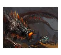 Wee Blue Coo Painting Drawing Fantasy Dragon Combat Warrior Fire Large Art Print Poster Wall Decor 18x24 inch