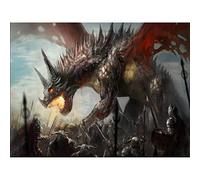 Wee Blue Coo Painting Drawing Fantasy Monster Dragon Battle Cool Large Art Print Poster Wall Decor 18x24 inch