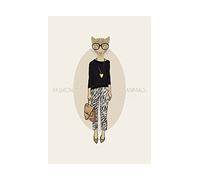 Wee Blue Coo Painting Drawing Fashion Animals Leopard Leggings Wall Art Print