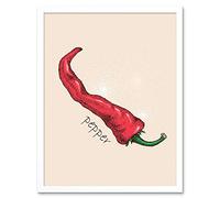 Wee Blue Coo Painting Drawing Food Drink Red Hot Chilli Pepper Art Print Framed Poster Wall Decor 12X16 Inch