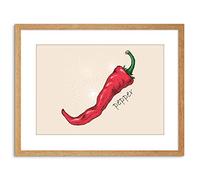 Wee Blue Coo PAINTING DRAWING FOOD DRINK RED HOT CHILLI PEPPER FRAMED PRINT F97X4564