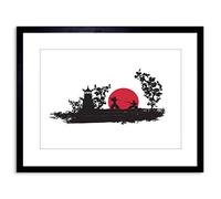 Wee Blue Coo Painting Drawing Samurai Combat Fight Rising Sun Japan Framed Wall Art Print