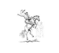 Wee Blue Coo Painting Drawing Sketch Rodeo Cowboy Horse Hat Bronco Buck Wall Art Print