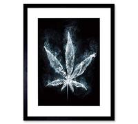 Wee Blue Coo Painting Drawing Smoking Marijuana Weed Leaf Framed Wall Art Print