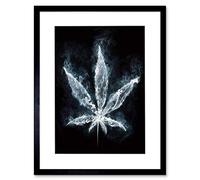 Wee Blue Coo Painting Drawing Smoking Marijuana Weed Leaf Picture Framed Wall Art Print