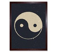 Wee Blue Coo Painting Drawing Taoist Philosophy Yin Yang Black White Affiche Art Print Framed Poster Wall Decor 12X16 Inch
