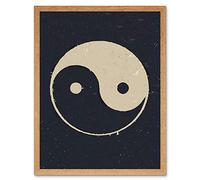 Wee Blue Coo Painting Drawing Taoist Philosophy Yin Yang Black White Affiche Art Print Framed Poster Wall Decor 12X16 Inch