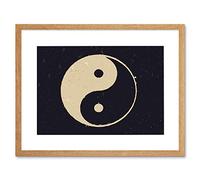 Wee Blue Coo Painting Drawing Taoist Philosophy Yin Yang Black White Framed Wall Art Print