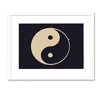 Wee Blue Coo Painting Drawing Taoist Philosophy Yin Yang Black White Framed Wall Art Print
