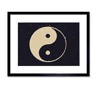 Wee Blue Coo Painting Drawing Taoist Philosophy Yin Yang Black White Framed Wall Art Print