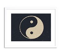 Wee Blue Coo Painting Drawing Taoist Philosophy Yin Yang Black White Framed Wall Art Print