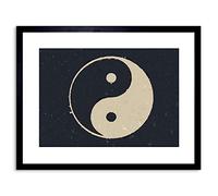 Wee Blue Coo Painting Drawing Taoist Philosophy Yin Yang Black White Framed Wall Art Print