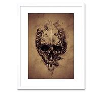Wee Blue Coo Painting Drawing Tattoo Creepy Skull Gothic Grunge Framed Wall Art Print