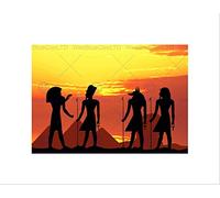Wee Blue Coo PAINTING EGYPTIAN GODS SILHOUETTE PYRAMID BLACK FRAMED ART PRINT B12X12922