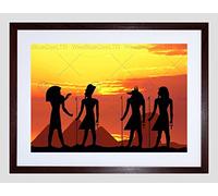Wee Blue Coo Painting Egyptian Gods Silhouette Pyramid Framed Wall Art Print