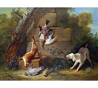 Wee Blue Coo Painting Exterior Study Oudry Dog Guarding Dead Game Wall Art Print