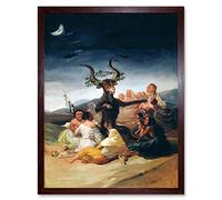 Wee Blue Coo Painting Fantasy Landscape Goya Witches Sabbath Art Print Framed Poster Wall Decor 12X16 Inch
