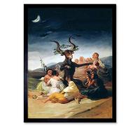 Wee Blue Coo Painting Fantasy Landscape Goya Witches Sabbath Art Print Framed Poster Wall Decor 12X16 Inch