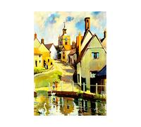 Wee Blue Coo Painting Finchingfield Essex St John Baptist Church Wall Art Print