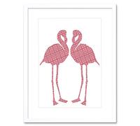 Wee Blue Coo Painting Flamingo Pattern Animal Pink Framed Wall Art Print