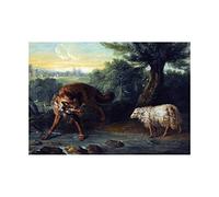 Wee Blue Coo Painting Greek Aesop Fable Oudry Wolf Lamb Wall Art Print