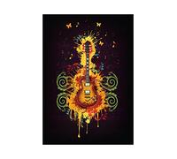 Wee Blue Coo Painting Guitar Paint Splash Butterfly Groovy Cool Retro Wall Art Print