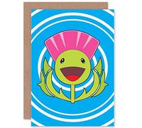 Wee Blue Coo PAINTING HAPPY THISTLE SCOTLAND ART GREETINGS GREETING CARD GIFT