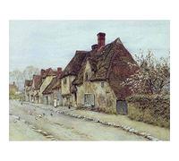 Wee Blue Coo Painting Helen Allingham A Village Street Art Print Poster Wall Decor 12X16 Inch