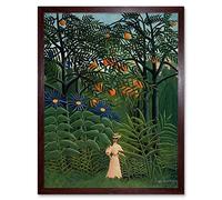 Wee Blue Coo Painting Henri Rousseau Femme Se Promenant Art Print Framed Poster Wall Decor 12X16 Inch