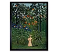 Wee Blue Coo Painting Henri Rousseau Femme Se Promenant Art Print Framed Poster Wall Decor 12X16 Inch