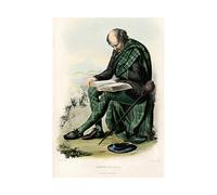 Wee Blue Coo Painting Highland Clan Scotland Tartan Campbell Argyll Wall Art Print