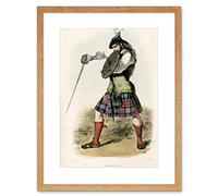 Wee Blue Coo Painting Highland Clan Scotland Tartan Maclachlan Framed Wall Art Print