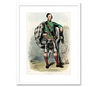 Wee Blue Coo Painting Highland Clan Scotland Tartan Macpherson Framed Wall Art Print