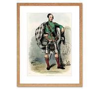 Wee Blue Coo Painting Highland Clan Scotland Tartan Macpherson Framed Wall Art Print