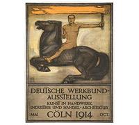 Wee Blue Coo Painting Horse Man Behrens German Werkbund Ausstellung Coln Art Print Poster Wall Decor 12X16 Inch