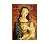 Wee Blue Coo Painting Icon Veneziano Madonna Child Burgundy Wall Art Print